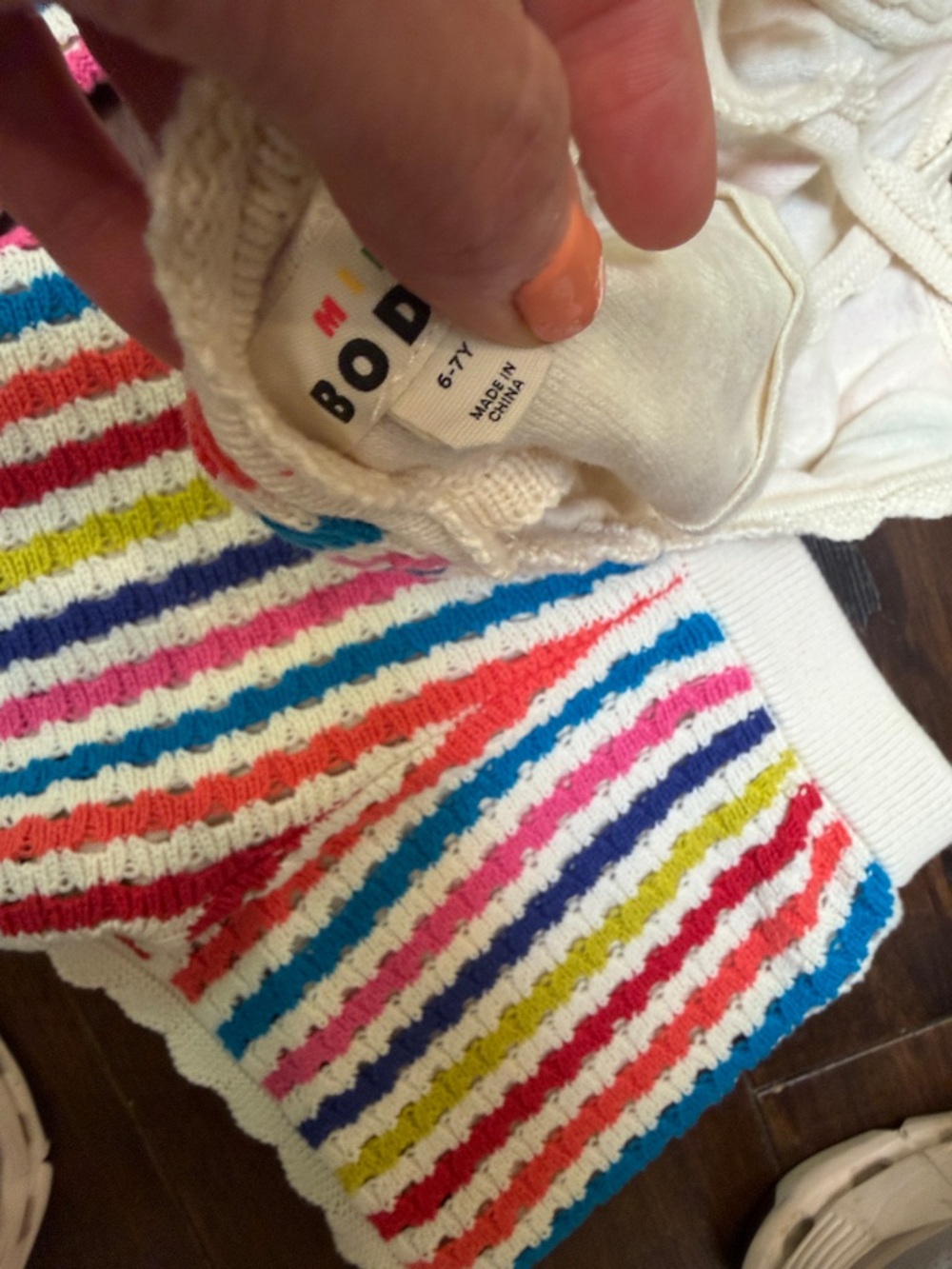 Mini Boden - Girls Stripe Crochet Knit Crossover Top & Matching Shorts - Stripes - Picture 8 of 9